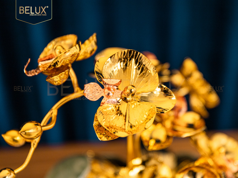 Chậu Lan Mãn Nguyệt mạ vàng 24k&nbsp;18x11x29cm